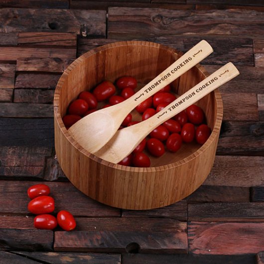 Engraved Kitchen Utensils & Bamboo Serving Platter (Top)