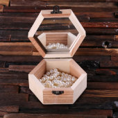 Engraved Large Hexagon Light Wood Keepsake Box (Inside)
