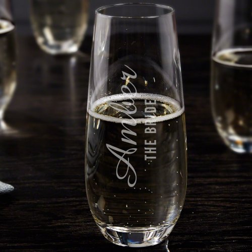 Engraved Lassarre Stemless Champagne Flute
