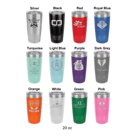 Engraved Laurel Wreath Stainless Steel Tumbler (Colors)