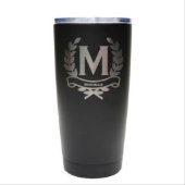 Engraved Laurel Wreath Stainless Steel Tumbler (Front)