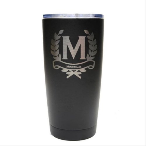 Engraved Laurel Wreath Stainless Steel Tumbler