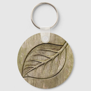 Engraved leaf keychain
