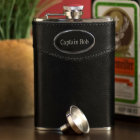 Engraved Leather Wrapped Stainless Steel Flask