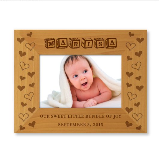 Engraved Letter Blocks 9x7 Wooden Picture Frame (Front)