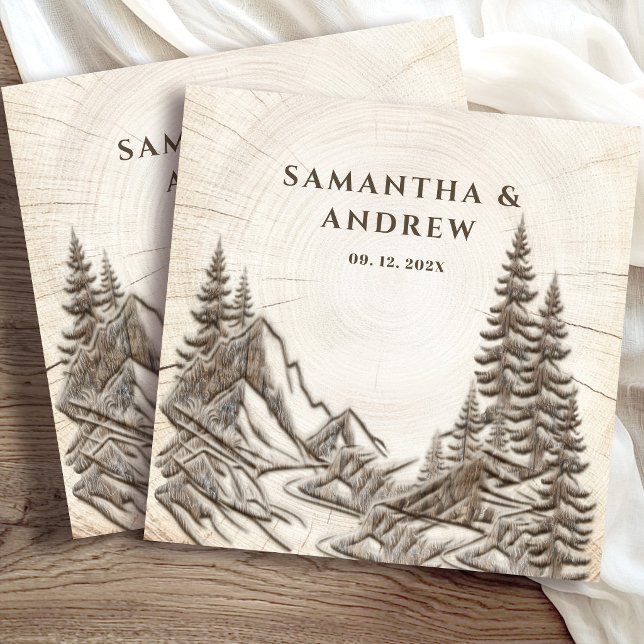 Engraved Look Forest Wedding Paper Cloth Napkin (Creator Uploaded)
