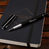 Engraved Luxurious Metal Pen with Black Notebook (Front)