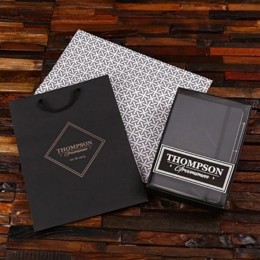 Engraved Luxurious Metal Pen with Black Notebook (Front)