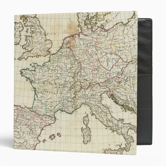 Engraved Map of Europe 3 Ring Binder (Front/Inside)