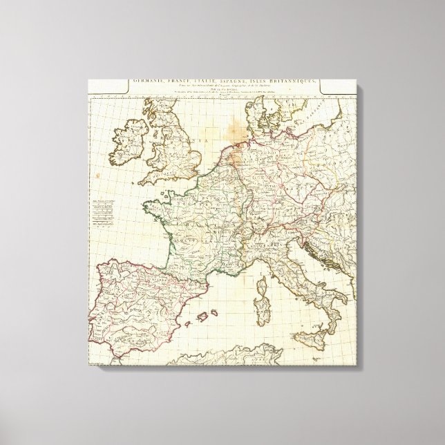 Engraved Map of Europe Canvas Print (Front)