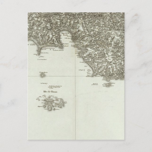 Engraved map of France 2 Postcard (Front)