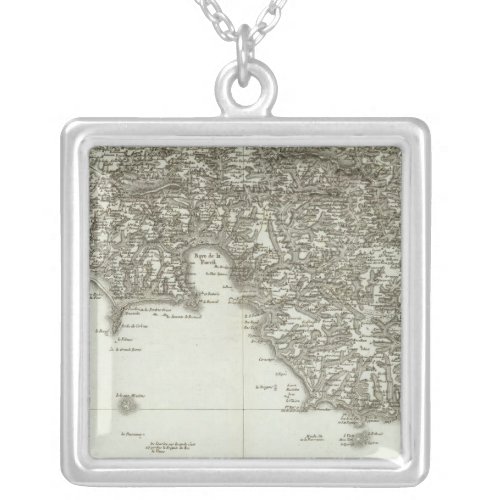 Engraved map of France 2 Silver Plated Necklace