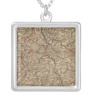 Engraved map of France Silver Plated Necklace