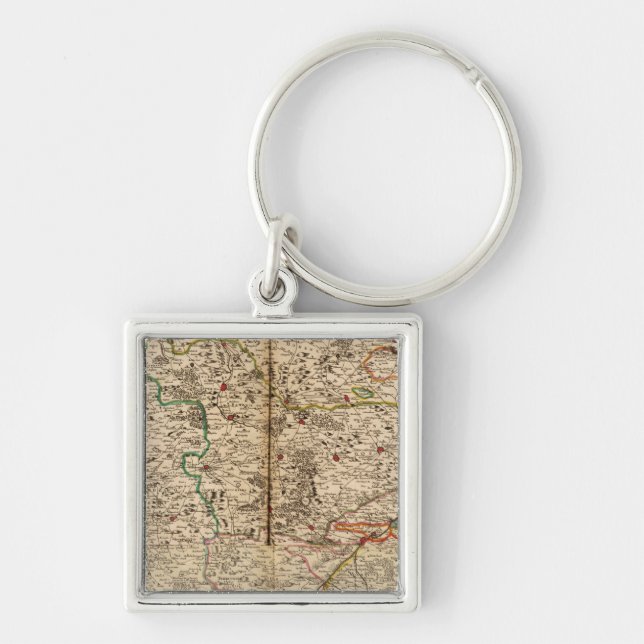 Engraved map of Germany's forests Keychain (Front)