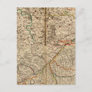 Engraved map of Germany's forests Postcard