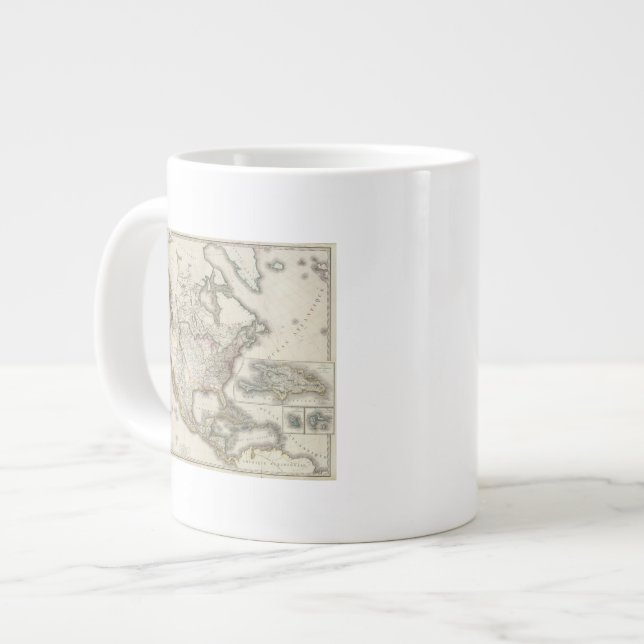 Engraved Map of North America Large Coffee Mug (Front Left)