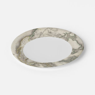 Engraved Map of North America Paper Plates