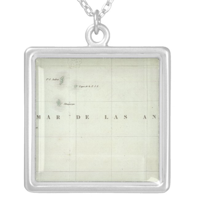 Engraved Map of Panama Silver Plated Necklace (Front)
