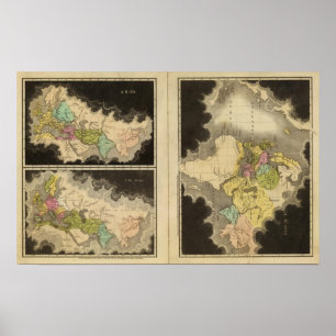 engraved maps of the world poster