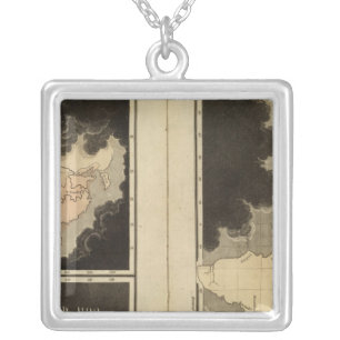 engraved maps of the world silver plated necklace