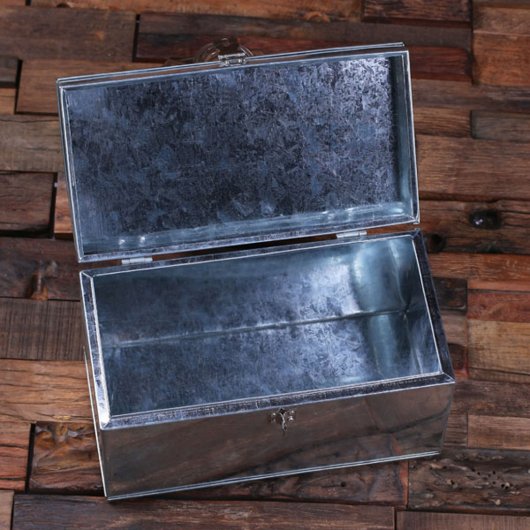 Engraved Metal Box with Lock and Whiskey Decanter (Inside)