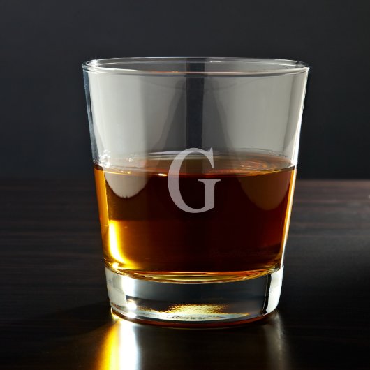 Engraved Monogram 12 oz. Whiskey Rocks Glass (Front)