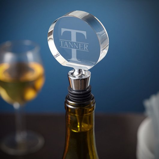 Engraved Monogram Crystal Wine Stopper (Front)