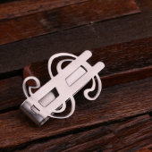 Engraved Monogram Dollar Sign Steel Money Clip (Back)