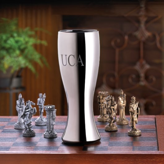 Engraved Monogram Gunmetal Pilsner Glass (Front)