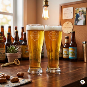 Engraved Mr & Mrs Pilsner - Personalized W Glass