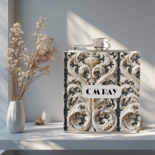 Engraved Ornate Baroque Grandeur Vintage Ivory  Flask