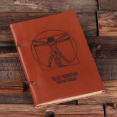 Engraved Pen & Vitruvian Man Leather Journal (Top)