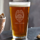Engraved Police Badge Bottle Opener & Beer Glasses (Glass)