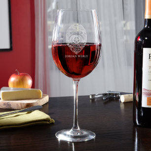 Engraved Police Officer Badge 25 oz. Wine Glass