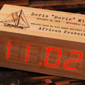 Engraved Red LED Display Wooden Digitial Clock (Front)