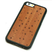 Engraved Rosewood iPhone 6 Case - Falling Stars (right)