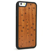 Engraved Rosewood iPhone 6 Case - Falling Stars (Front Left)