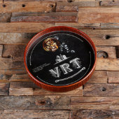 Engraved Round Dark Wood Serving Tray (Top)
