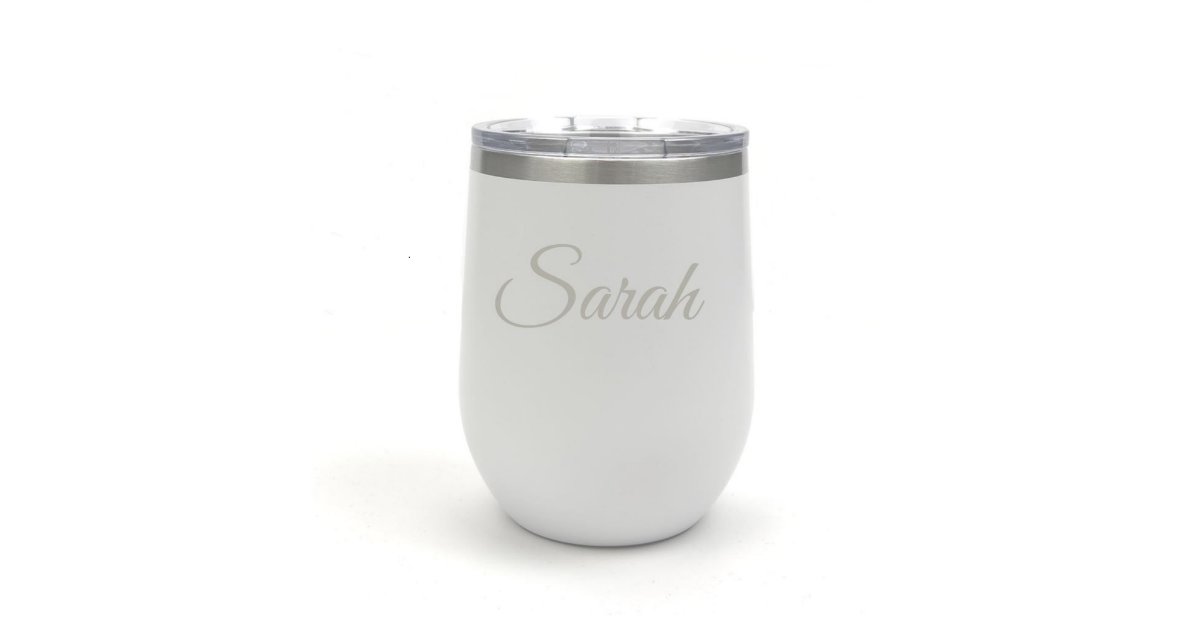 Insulated Stemless Wine Tumbler - 12 oz. (Personalized Initial & Name) (Min  Qty 1)