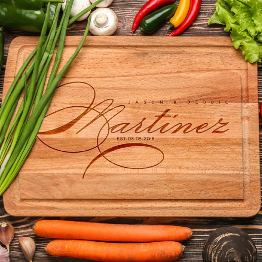 Engraved Script Wood Cutting Board w/Juice Groove (Front)