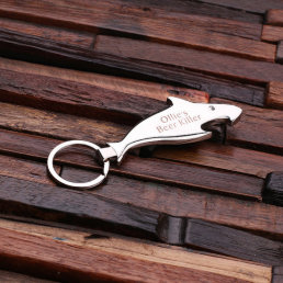 Engraved Shark Shaped Bottle Opener &amp; Keychain