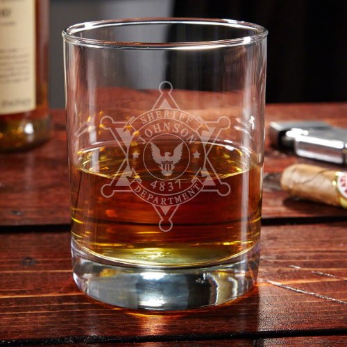 Engraved Sheriff Badge Eastham Whiskey Glass