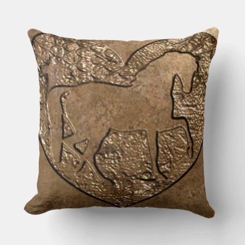 Engraved Silhouetted Horse Throw Pillow