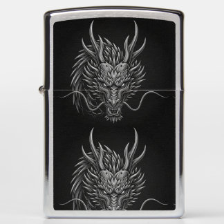 Engraved Silver Dragon Minimalist Cover Art Zippo Lighter
