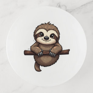 Engraved Sloth Tee Vintage Animal Art (2) Trinket Tray