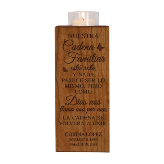 Engraved Spanish Verse Votive Candle Holder & Urn (Front)