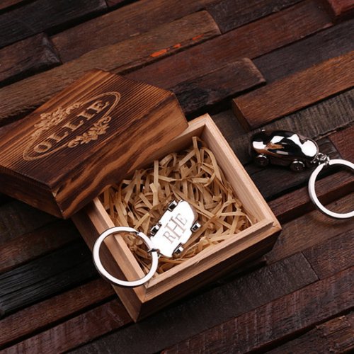 Engraved Stainless Steel Car Shaped Keychain