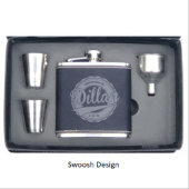 Engraved Stainless Steel Shot Glasses & Hip Flask (Front)