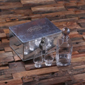 Engraved Steel Box Set with Sniffers and Decanter (Front Top)
