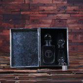 Engraved Steel Box Set with Sniffers and Decanter (Inside)
